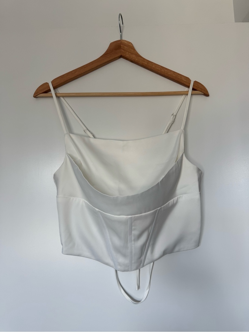 White Satin Cowl Neck Corset Crop Top - Women